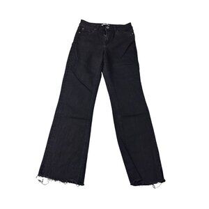 H&M High-Waisted Black Wide-Leg Frayed Hem Jeans